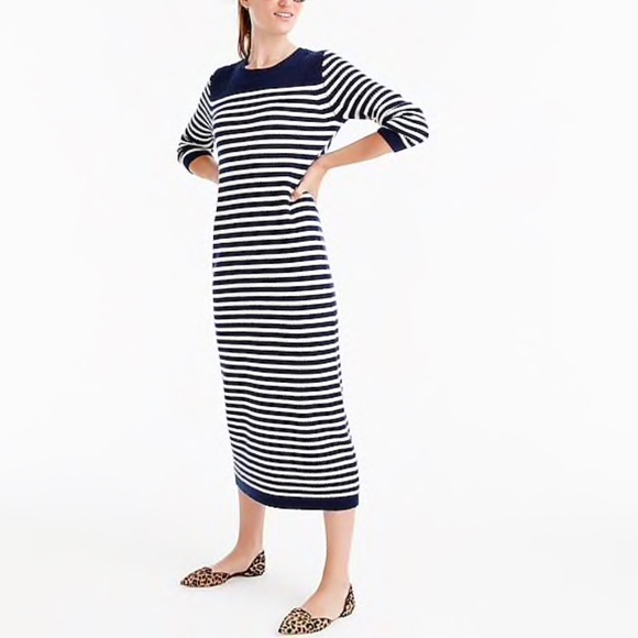 striped midi sweater dress